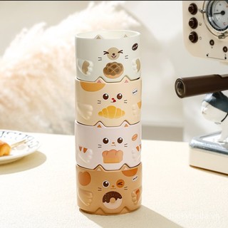 Cốc uống nước bằng gốm sứ cao cấp họa tiết mèo hoạt hình dễ thương