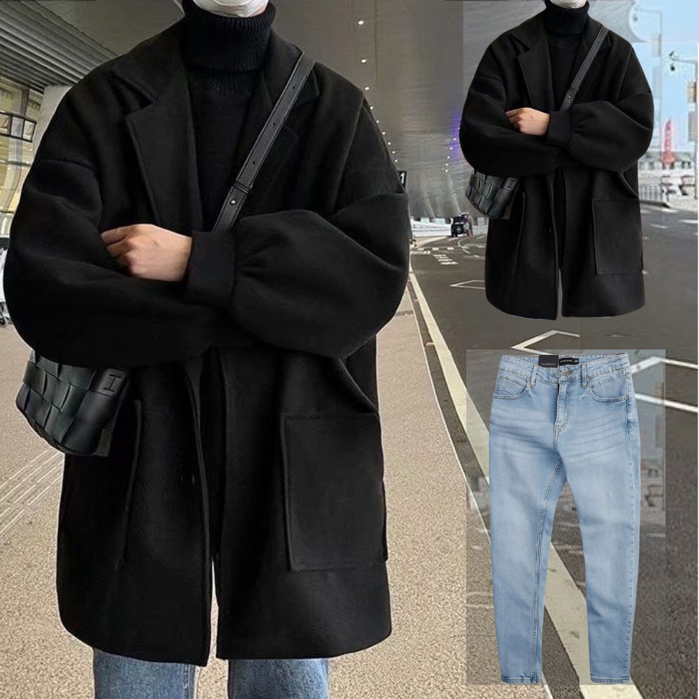Set đồ nam áo khoác dạ sang chảnh kèm quần jean hiện đại phong cách stylemarven KHOAC DA 001+JEAN