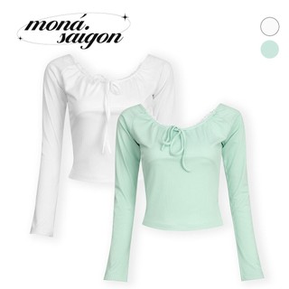Áo thun ôm tay dài cột nơ moná - bulma