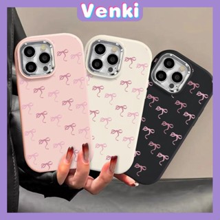 VENKI - Ốp điện thoại Ốp lưng iPhone 15 Pro Max Ốp iPhone Chống Vân Tay TPU Kim Loại Mềm Mạ Điện Khung Camera Đơn Giản Nơ Màu Hồng Tương Thích Với iPhone 14 13 12 11 Pro Max XR XS 7Plus 8Plus