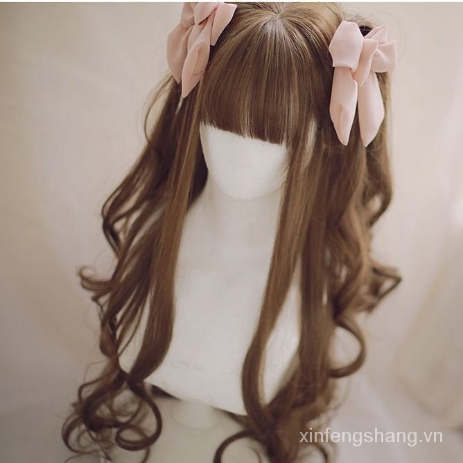 Japanese Lolita Soft Girl Wig Unisex Wear Boss Air Bangs Long Curly Hair Big Wave