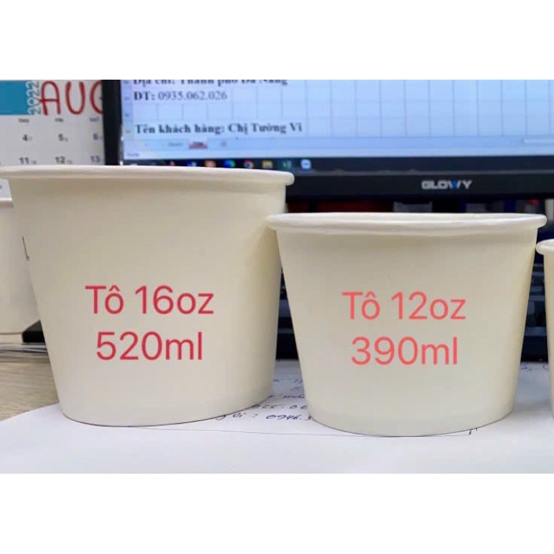 100 tô giấy kraft 390ml hoặc 500ml