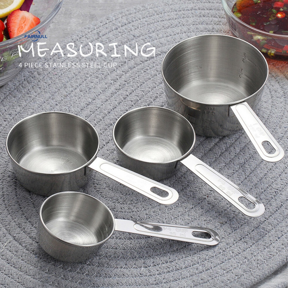 FAIRNULL Set 4 Muỗng Đo Lường Gia Vị Bằng Thép Không Gỉ