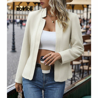 Áo khoác Lovito có túi màu trơn phong cách thường ngày cho nữ plus size LBL20293