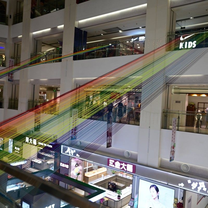 Trung tâm mua sắm trang trí atrium dây cầu vồng người nổi tiếng trên Internet đồ trang trí cảnh đám 