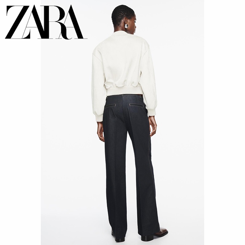 Zara Áo Khoác bomber Da Lộn Thời Trang Cá Tính Cho Nữ