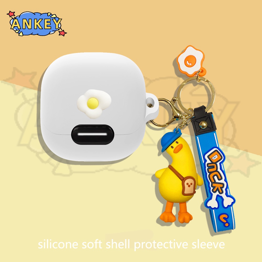 Case For Anker Soundcore Liberty 4 NC Earphone Silicone Case Cute Duck Earbuds Waterproof Shockproof Soft Protective Headphone Cover Headset Skin with Hook