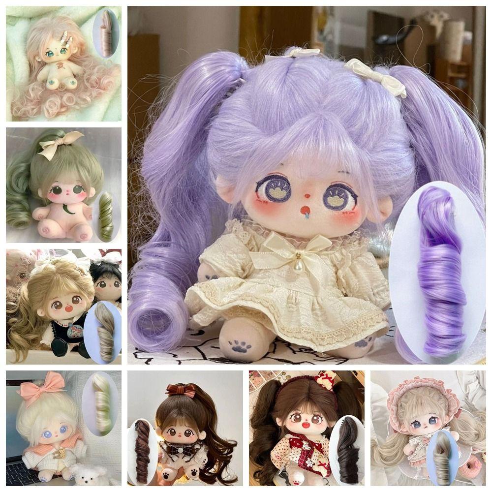 Búp Bê Tóc Giả Xoăn Dài Bằng Sợi Hóa Học cotton 20cm Nhiều Màu Sắc Dành Cho Búp Bê bjd