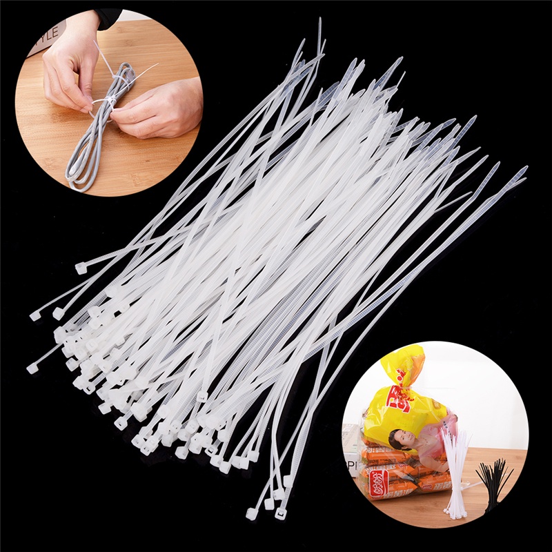 100 Dây Rút nylon Màu Trắng Đen Hafa333}