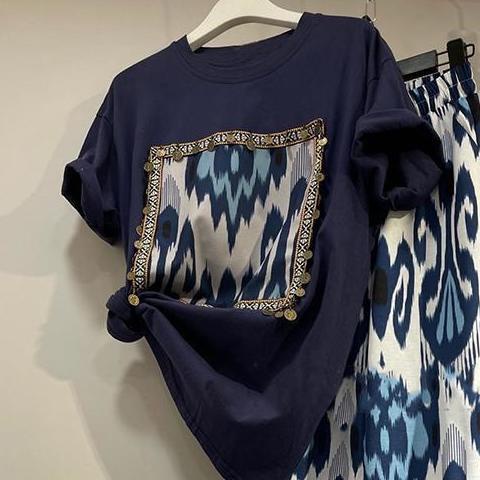 Set Áo Thun Ngắn Tay + Quần Dài Thời Trang Nữ