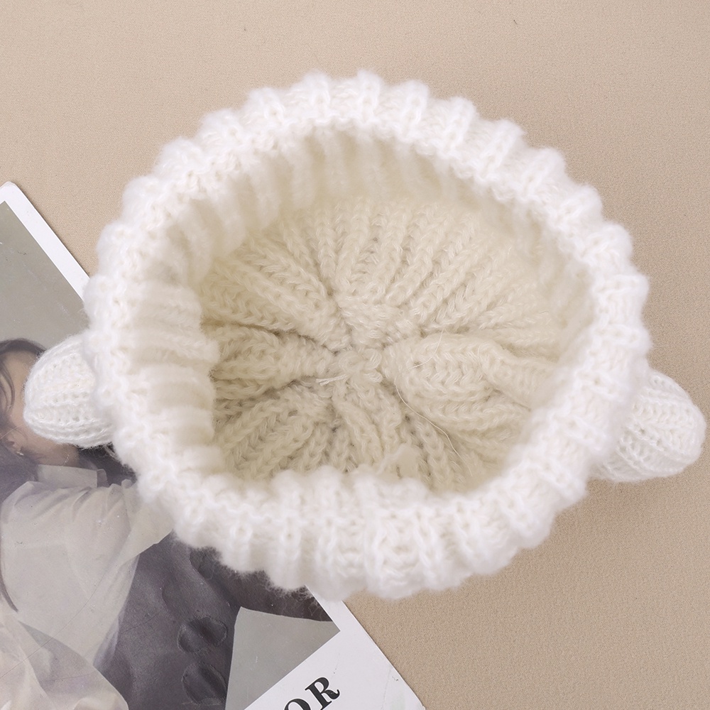 Mũ beanie Dệt Kim Bảo Vệ Tai Bằng Vải Bông Hình Gấu Ngọt Ngào Dễ Thương Kiểu Hàn Quốc Thời Trang Thu Đông
