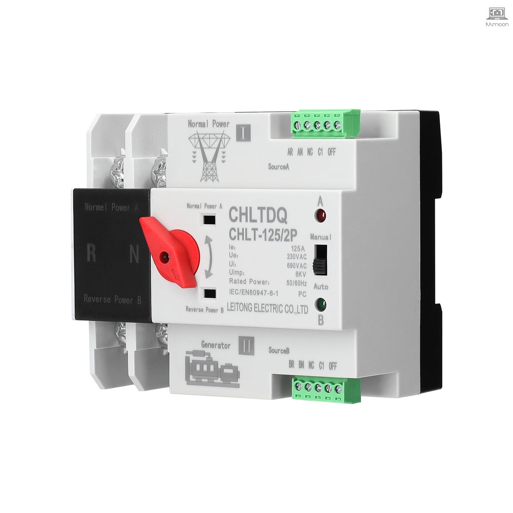 Compact Automatic Transfer Switch Electrical Selector Switches Dual Power Switch Solar Power Rail Type Household Power Transfer Switch