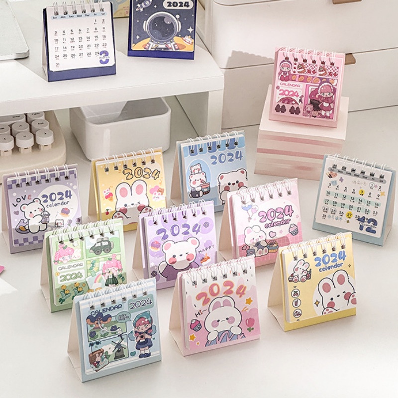 Lịch Để Bàn 2023-2024 mini Họa Tiết Hoạt Hình Dễ Thương