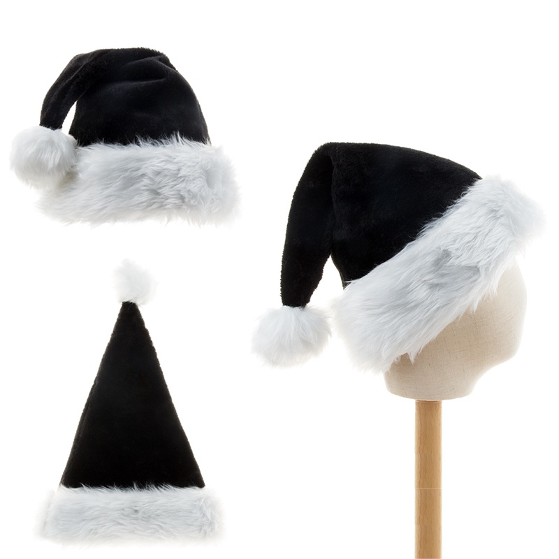 Mới Mũ Hóa Trang Ông Già Noel / Ông Già Noel Bằng Lông Nhung Dày Dặn Màu Đen Đơn Giản Cho Người Lớn / Trẻ Em