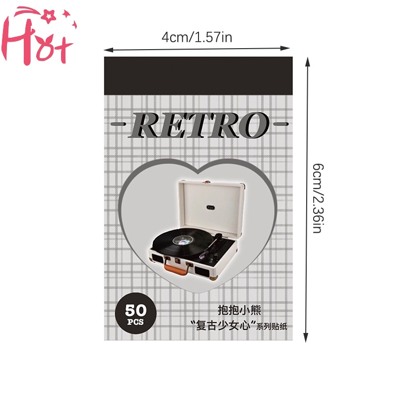 Jr Set 50 Tờ Nhãn Dán Trang Trí Sổ Tay diy Hình Gấu Dễ Thương