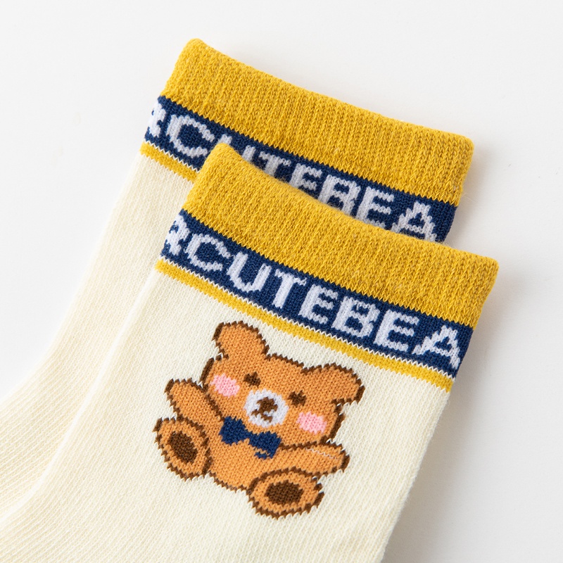 5 Cặp Vớ cotton Thoáng Khí Họa Tiết Hoạt Hình Dễ Thương Cho Bé Từ 1-12 Tuổi