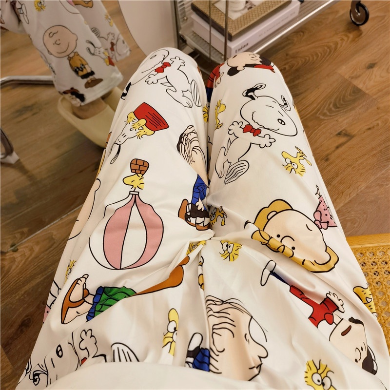 Hoạt Hình Quần Ngủ Ống Rộng In Hình snoopy Đáng Yêu