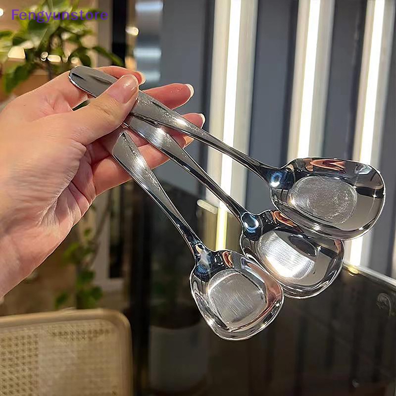Muỗng Ăn Kem / Súp Hình Vuông Bằng Thép Không Gỉ 3 Kích Cỡ