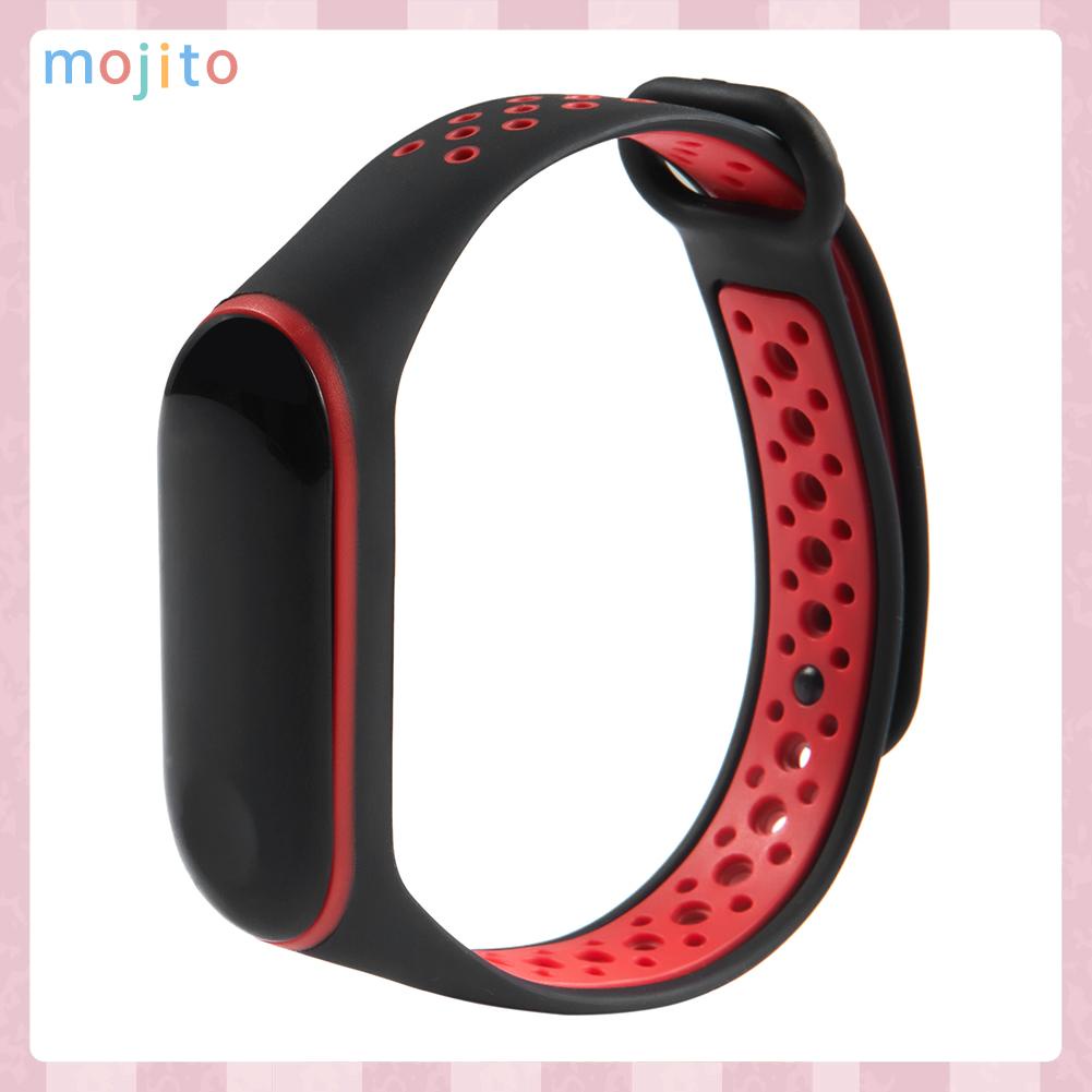 Dây Đeo Silicon Thoáng Khí Màu Đen / Đỏ Cho xiaomi mi band 3