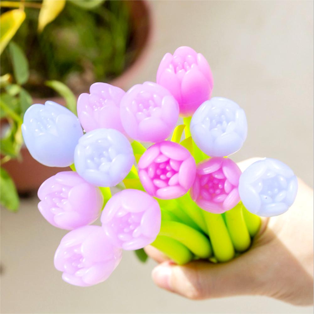 Dễ Thương Bút Mực gel Ngòi 0.5mm Thay Đổi Màu Bằng Silicon Hình Hoa tulip Kiểu Hàn Quốc Cho Nữ / Trường Học / Văn Phòng
