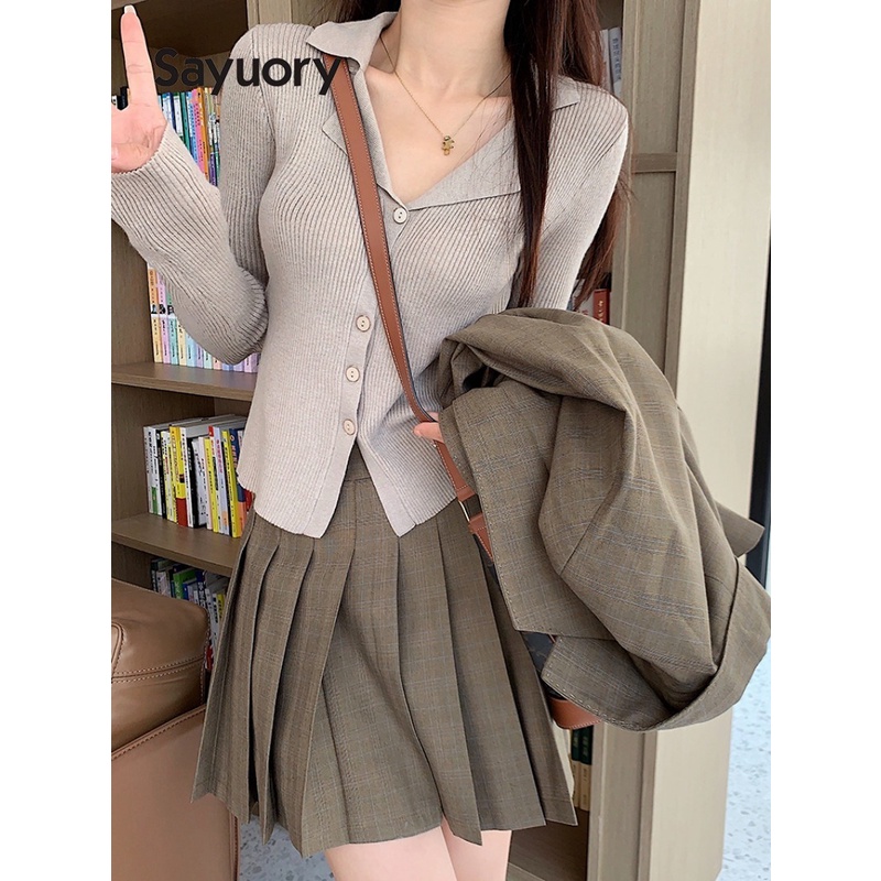 Áo sweater Dệt Kim Tay Dài Kiểu vintage Thời Trang 2023 Cho Nữ