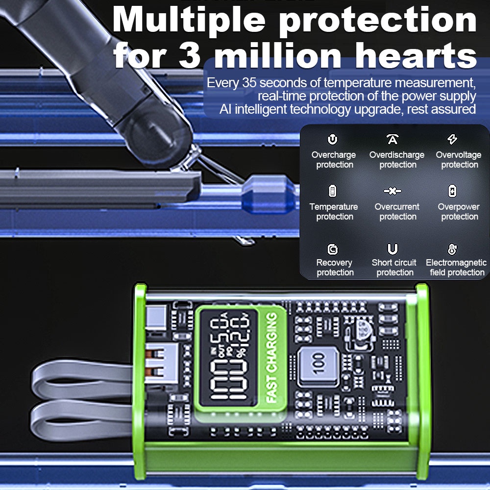 Aideepen Ốp Điện Thoại Trong Suốt 2 Phần 18650 / 21700 pd22.5w Sạc Nhanh 10000Mah diy