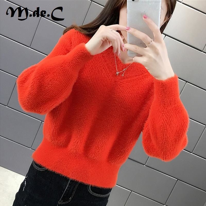 Áo Len Cổ Chữ v Màu Sắc Đơn Giản Thanh Lịch Cho Nữ