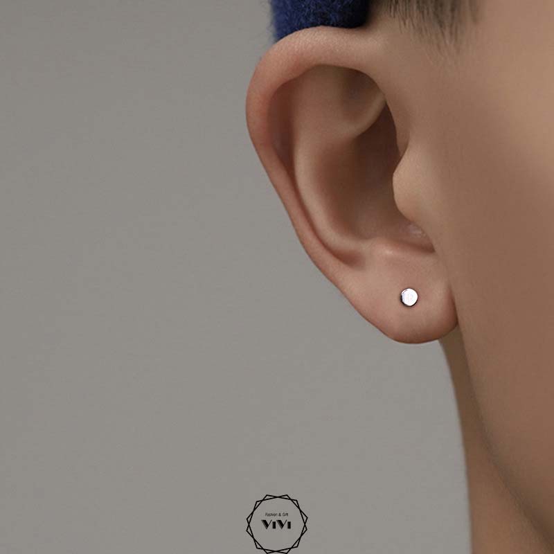 Bông tai bạc nam nữ kiểu đinh tán size 3mm Stud – khuyên tai bạc ViVi_Gift