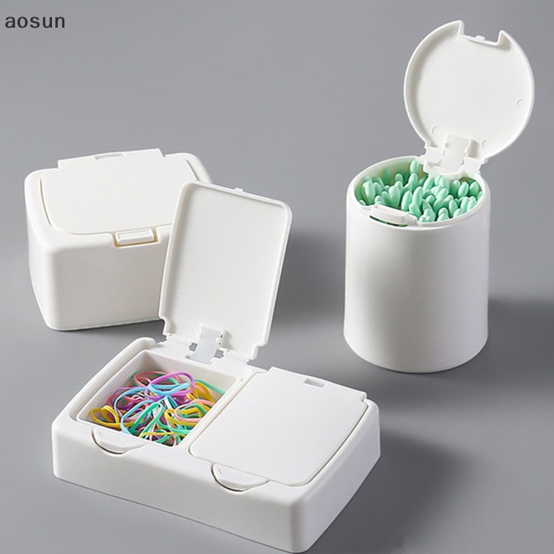 Aosun Hộp Đựng Tăm Bông cotton mini Để Bàn Có Nắp Chống Bụi Bằng Nhựa
