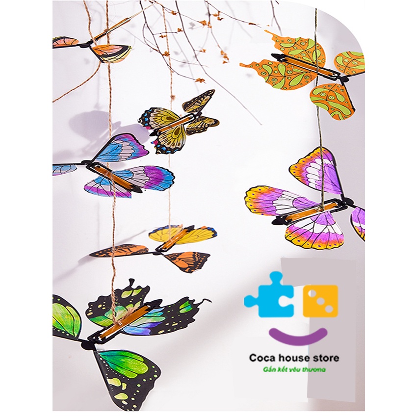 Bộ Đồ Chơi Bướm Bay Ma Thuật Sáng Tạo DIY Tô Màu Cho Bướm, Đồ Chơi handmade tặng kèm bút chì màu, bút óng ánh