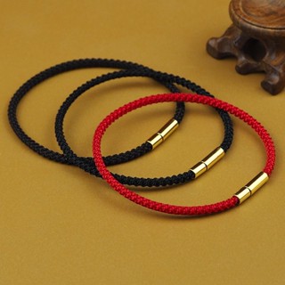 Vòng Tay Dây Đỏ Đen May Mắn 3mm Bằng Thép titanium