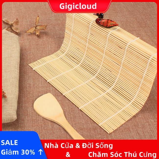 Gigicloud set Thảm Cuộn sushi Bằng Tre + Vá Múc Cơm Cho Nhà Bếp