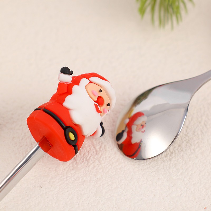 Dễ Thương Bộ Muỗng / Nĩa / Muỗng Cà Phê Hình Ông Già Noel / Tuần Lộc Bằng Thép Không Gỉ / Chủ Đề Giáng Sinh
