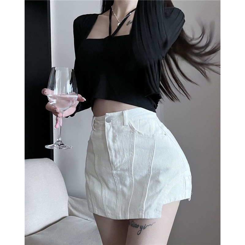 Chân Váy denim Chữ a Lưng Cao Thời Trang