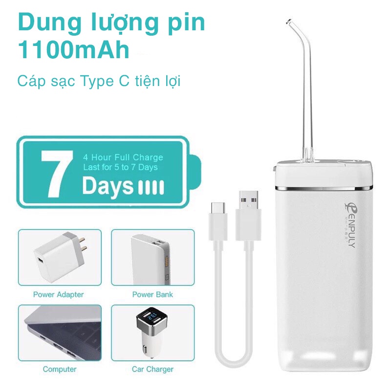 Máy tăm nước mini Xiaomi Enpuly M6 Plus pin 1100 mAh nhỏ gọn di động Kèm vòi thay thế TTSHOP720
