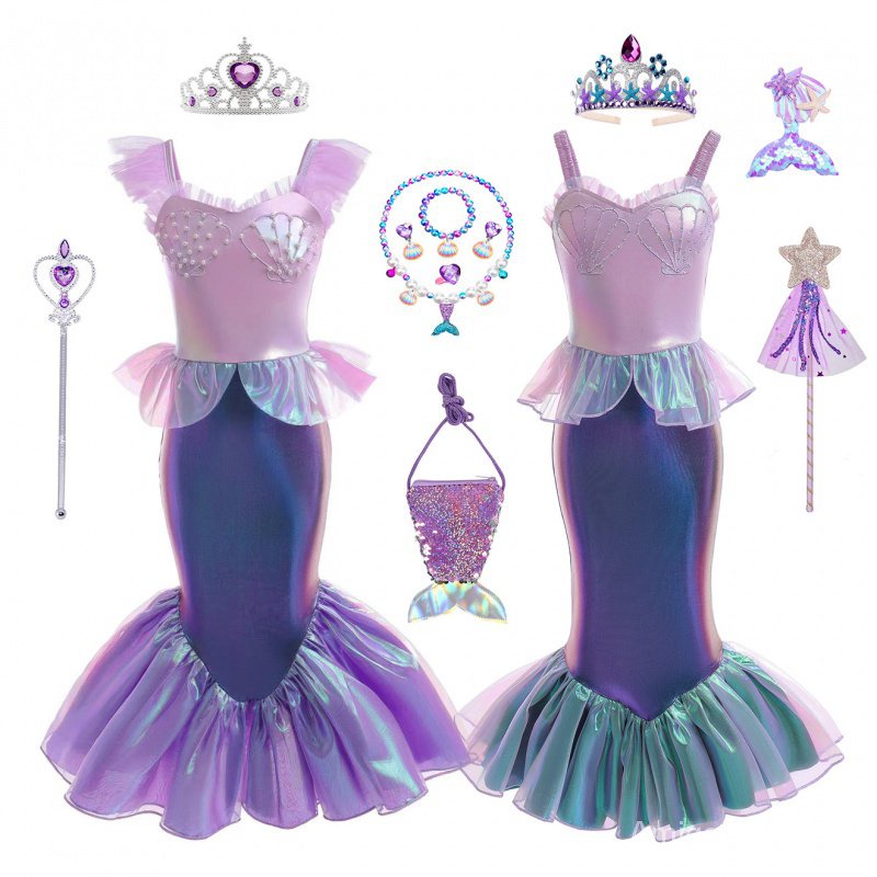 Đầm Công Chúa Nàng Tiên Cá Hóa Trang Halloween Cho Bé Gái