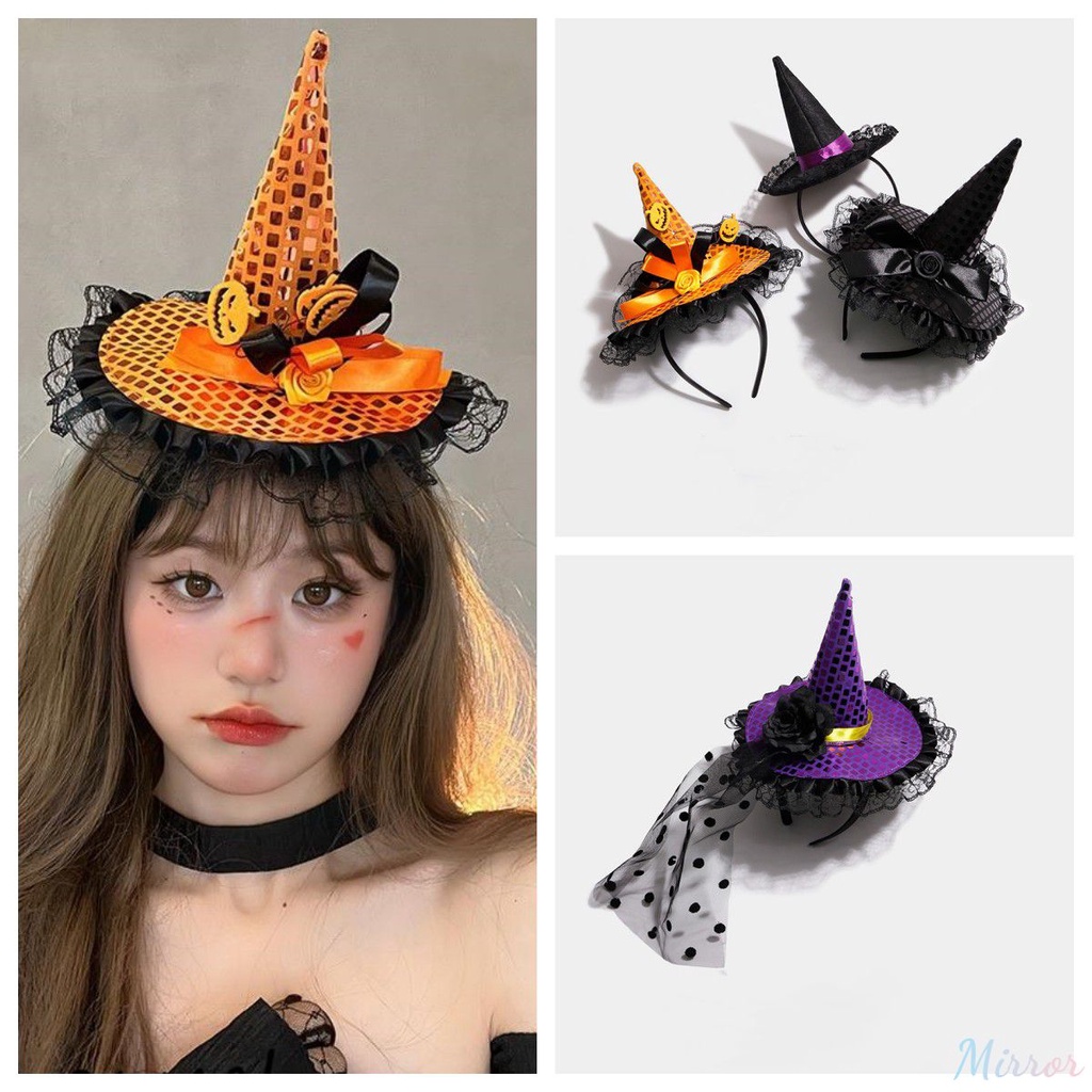 ♕ Halloween Mũ phù thủy Băng đô Phù thủy Cosplay Mũ bí ngô Vòng tóc Trang trí tiệc Halloween cho bé gái Quà tặng Trang trí đầu tiệc ngày lễ