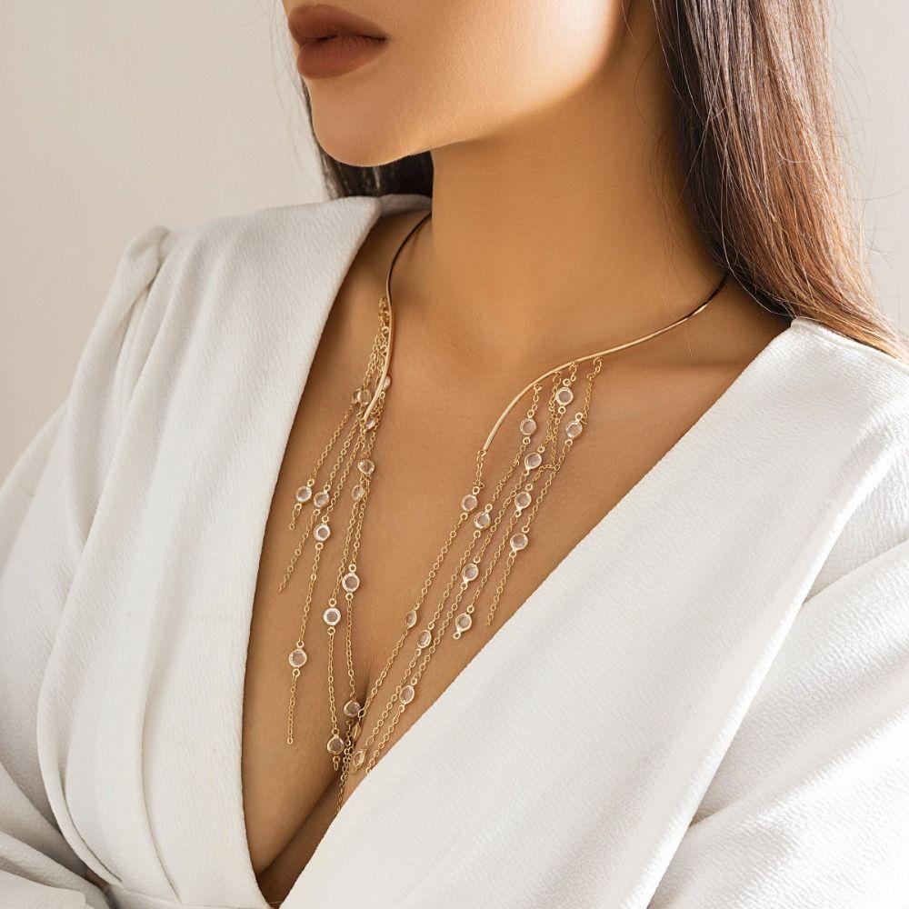 Keene Vòng Cổ choker Dáng Dài Tua Rua Đính Đá Pha Lê Phong Cách Gothic vintage Quyến Rũ Cho Nữ