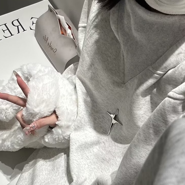 Áo hoodie Dáng Rộng Phối Màu Ánh Kim Thời Trang Đường Phố Mùa Thu Cho Nam