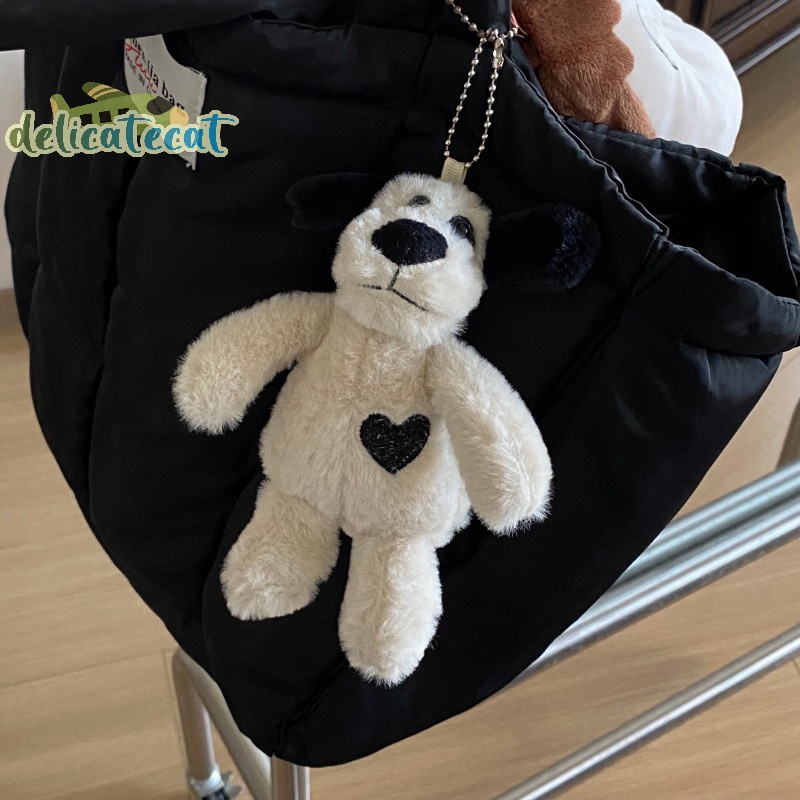 Móc Khóa Hình Cún Nhồi Bông Màu Đen Dễ Thương