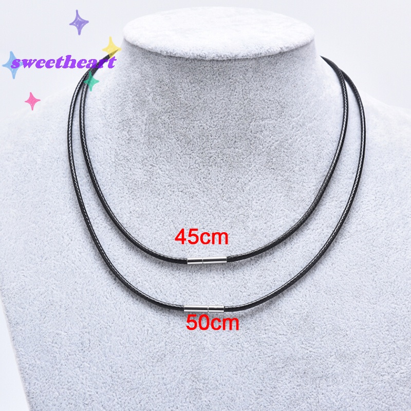 Vòng Cổ choker Dây Da Sáp Đen Bằng Thép Không Gỉ Xoay Vòng