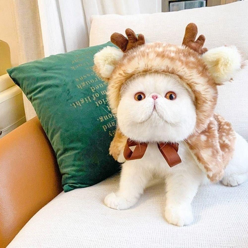 Khăn Choàng Vải Bông Mềm Ấm Áp Hình Tuần Lộc Giáng Sinh / halloween Cho Chó Mèo