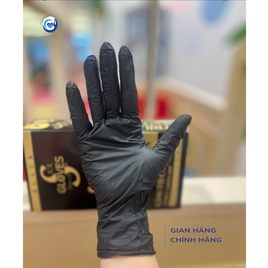 Găng tay cao su y tế màu đen nitrile không bột Sgloves hộp 100 chiếc