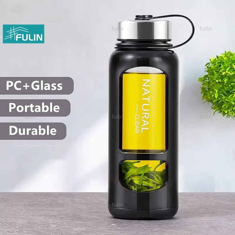 Bình Nước Thể Thao Bằng Kính Dung Tích Lớn 1000ml Chống Rơi Tiện Dụng