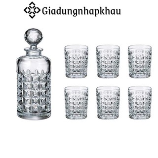 Set bình cốc pha lê bohemia diamond, bình kèm 6 cốc, nhập đức, bepchauau