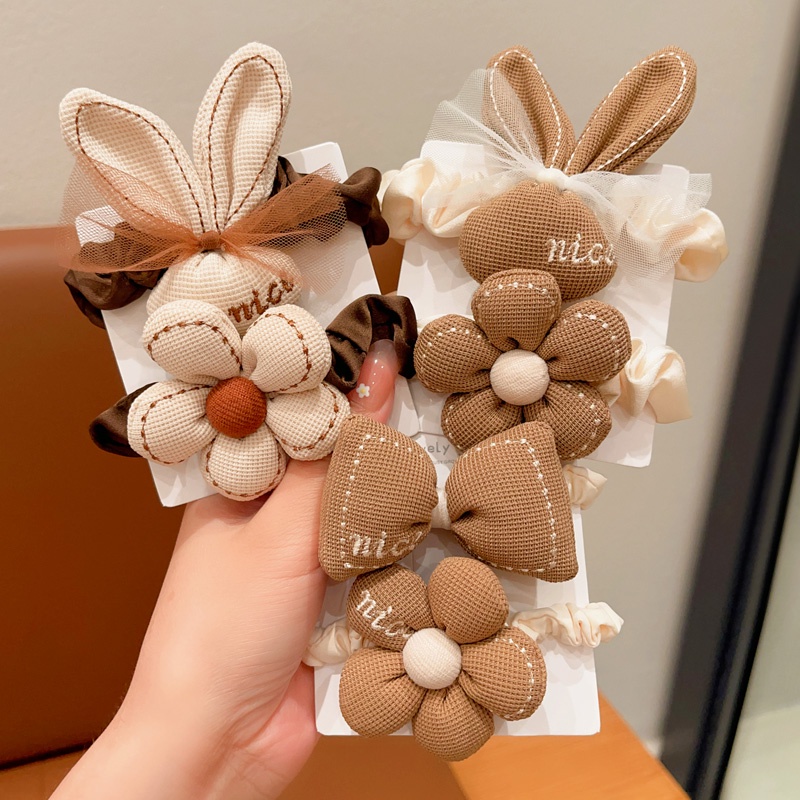 Mới Dây Cột Tóc Cao Su Co Giãn Đính Nơ Màu Cà Phê Dễ Thương Thời Trang Cho Bé Gái