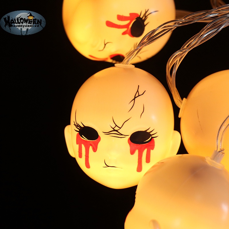 Dây Đèn led 1.5m Hình Đầu Lâu / Bí Ngô / Ma Quỷ Trang Trí halloween vn