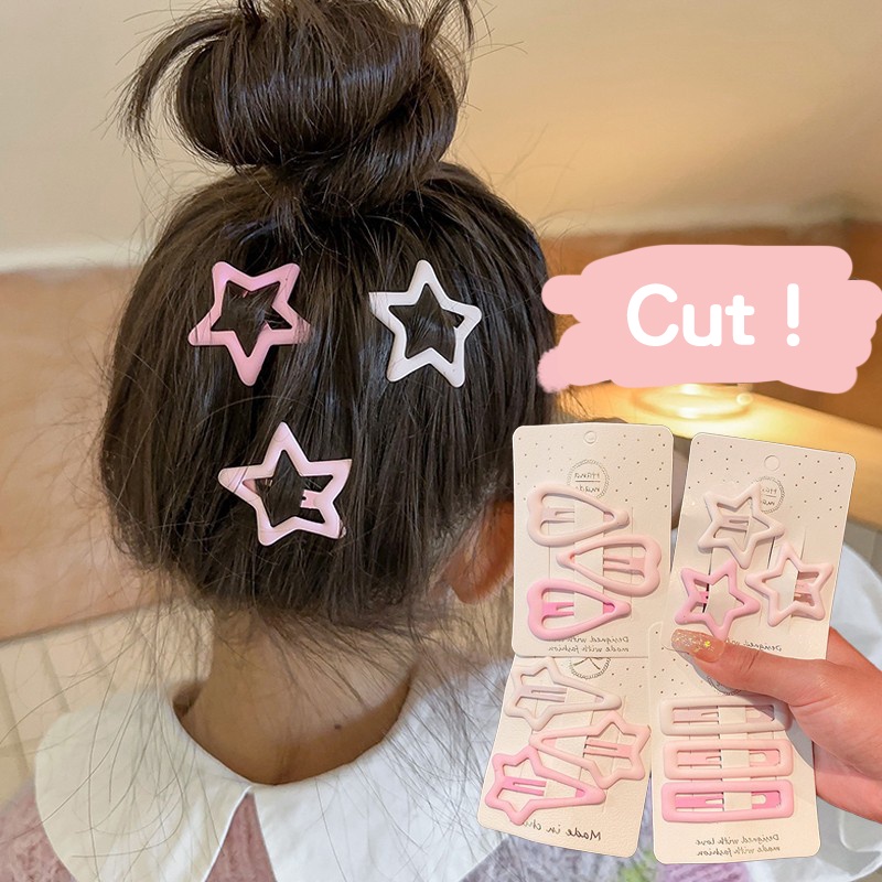 Set 3 Kẹp Tóc Hình Ngôi Sao Màu Sắc Kẹo Ngọt Phong Cách Hàn Quốc