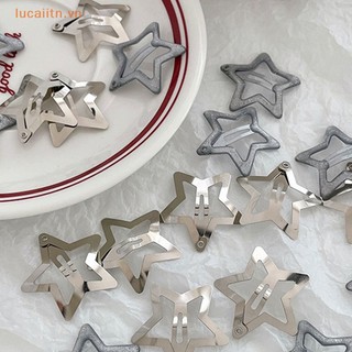 Set 10 kẹp tóc kim loại 3cm hình ngôi sao màu bạc xinh xắn cho nữ vn