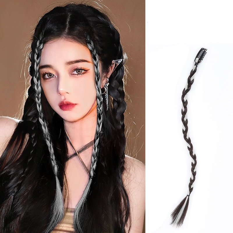 Bộ 2 Kẹp Tóc Giả Thắt Bím y2k Nhiều Màu Sắc Thời Trang Dành Cho Nữ